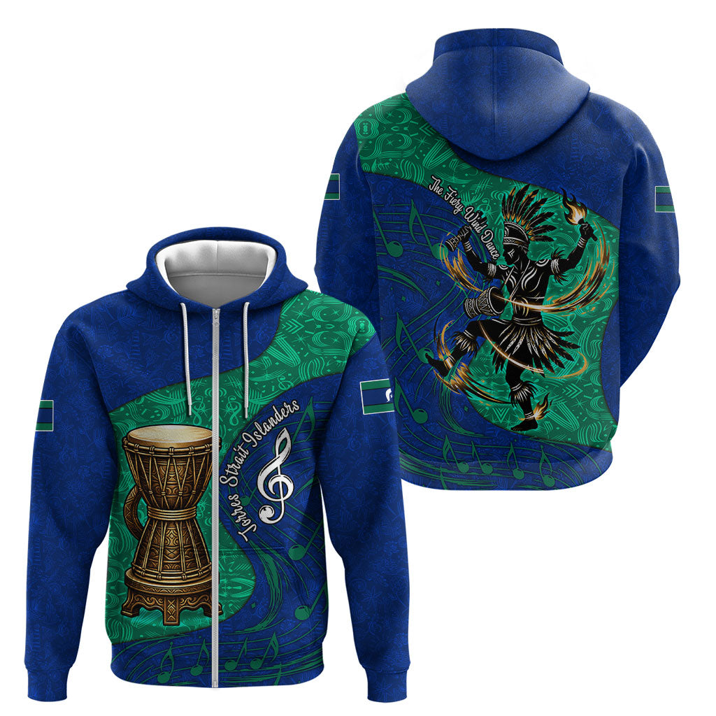 Torres Strait Islanders Fiery Wind Dance Drum Zip Hoodie Indigenous Australian Tribal Warrior Musical Culture Art