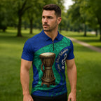 Torres Strait Islanders Fiery Wind Dance Drum Zipper Polo Shirt Indigenous Australian Tribal Warrior Musical Culture Art