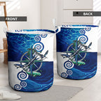 Torres Strait Islanders Nautical Compass Sea Life Laundry Basket Indigenous Traditional Flag Pattern Tribal Marine Art