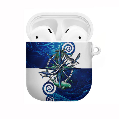 Torres Strait Islanders Nautical Compass Sea Life AirPods Case Indigenous Traditional Flag Pattern Tribal Marine Art