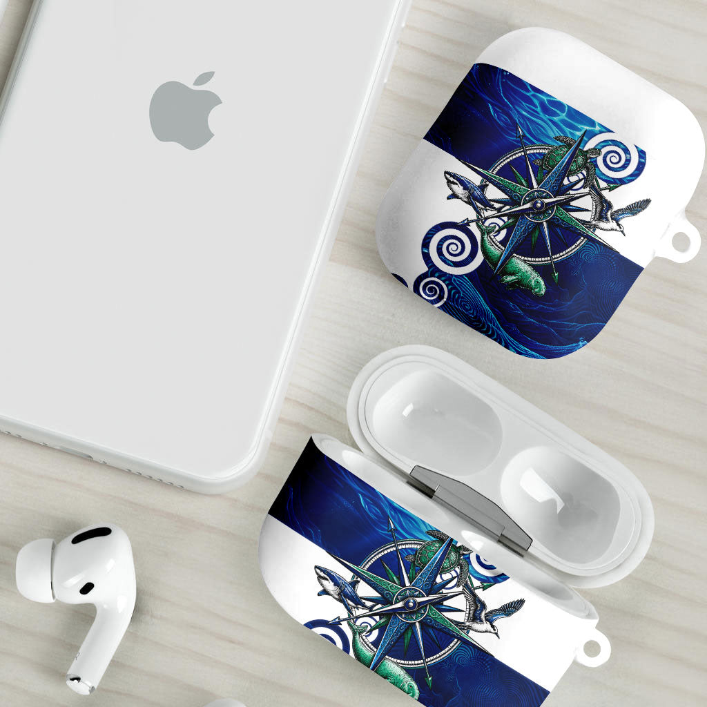 Torres Strait Islanders Nautical Compass Sea Life AirPods Case Indigenous Traditional Flag Pattern Tribal Marine Art