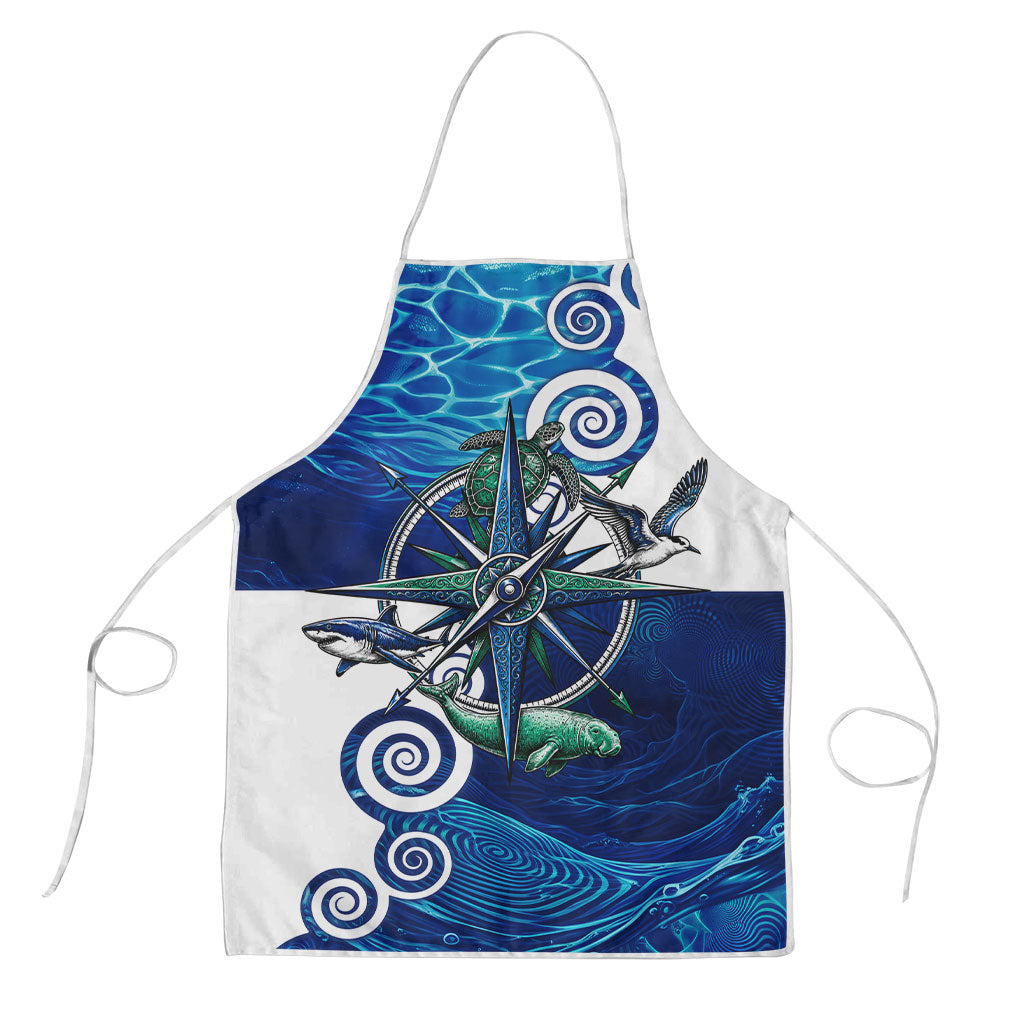Torres Strait Islanders Nautical Compass Sea Life Apron Indigenous Traditional Flag Pattern Tribal Marine Art