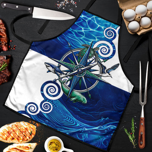 Torres Strait Islanders Nautical Compass Sea Life Apron Indigenous Traditional Flag Pattern Tribal Marine Art
