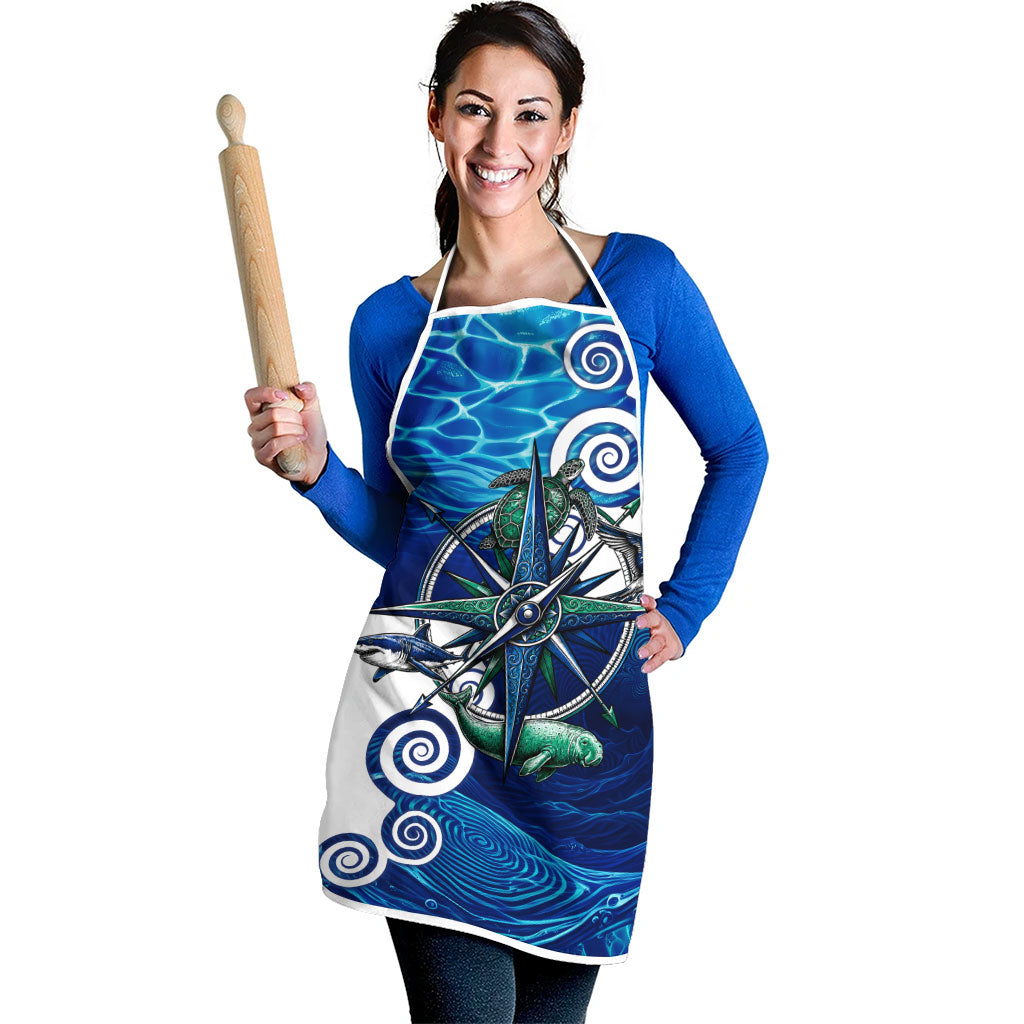 Torres Strait Islanders Nautical Compass Sea Life Apron Indigenous Traditional Flag Pattern Tribal Marine Art