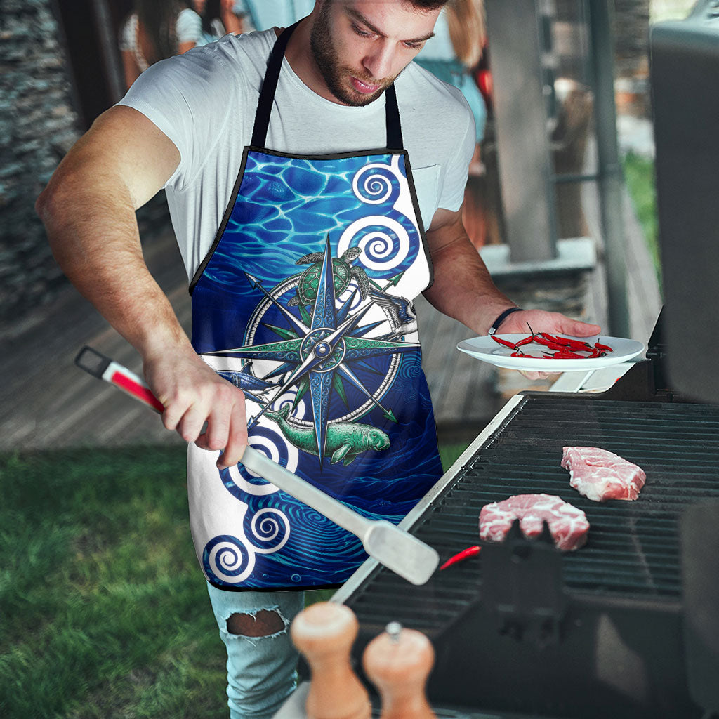 Torres Strait Islanders Nautical Compass Sea Life Apron Indigenous Traditional Flag Pattern Tribal Marine Art