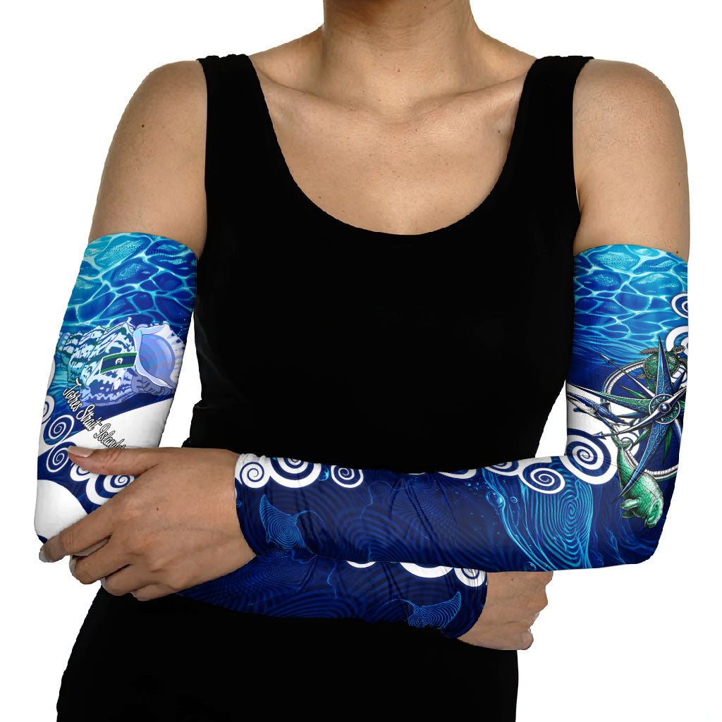 Torres Strait Islanders Nautical Compass Sea Life Arm Sleeves Indigenous Traditional Flag Pattern Tribal Marine Art