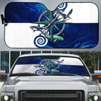 Torres Strait Islanders Nautical Compass Sea Life Auto Sun Shade Indigenous Traditional Flag Pattern Tribal Marine Art