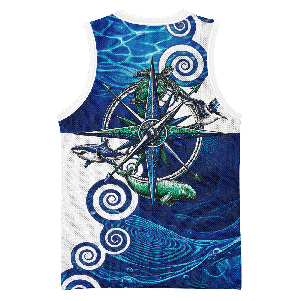 Torres Strait Islanders Nautical Compass Sea Life Basketball Jersey Indigenous Traditional Flag Pattern Tribal Marine Art