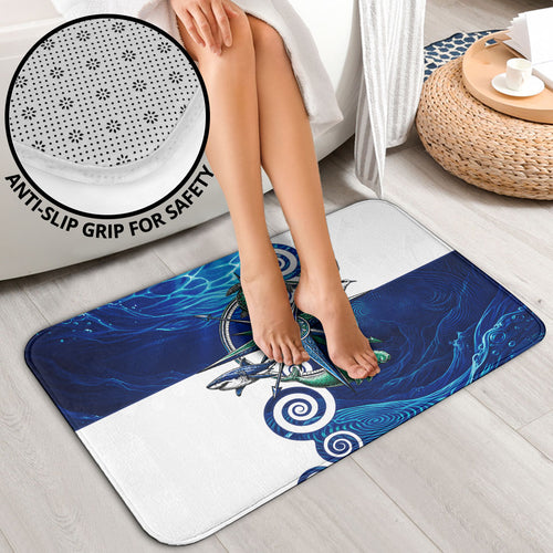 Torres Strait Islanders Nautical Compass Sea Life Bathroom Set Indigenous Traditional Flag Pattern Tribal Marine Art