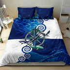Torres Strait Islanders Nautical Compass Sea Life Bedding Set Indigenous Traditional Flag Pattern Tribal Marine Art