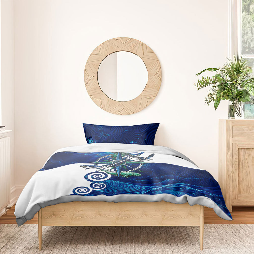 Torres Strait Islanders Nautical Compass Sea Life Bedding Set Indigenous Traditional Flag Pattern Tribal Marine Art