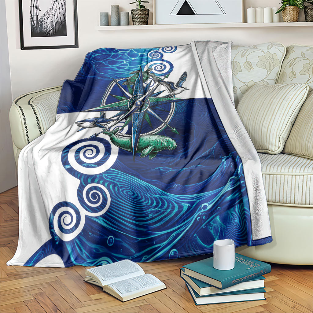 Torres Strait Islanders Nautical Compass Sea Life Blanket Indigenous Traditional Flag Pattern Tribal Marine Art