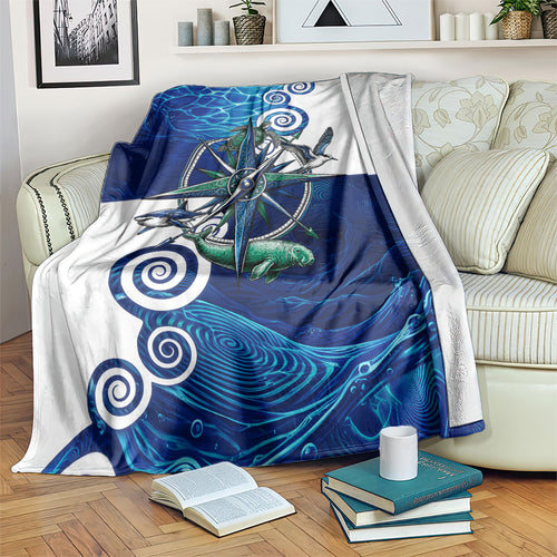 Torres Strait Islanders Nautical Compass Sea Life Blanket Indigenous Traditional Flag Pattern Tribal Marine Art