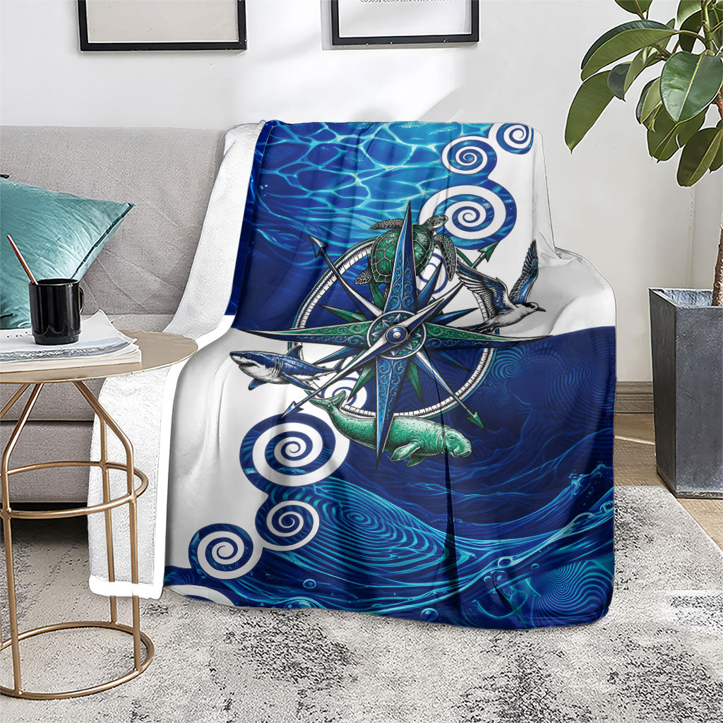 Torres Strait Islanders Nautical Compass Sea Life Blanket Indigenous Traditional Flag Pattern Tribal Marine Art