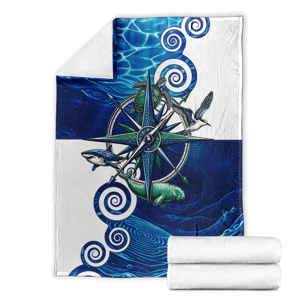 Torres Strait Islanders Nautical Compass Sea Life Blanket Indigenous Traditional Flag Pattern Tribal Marine Art