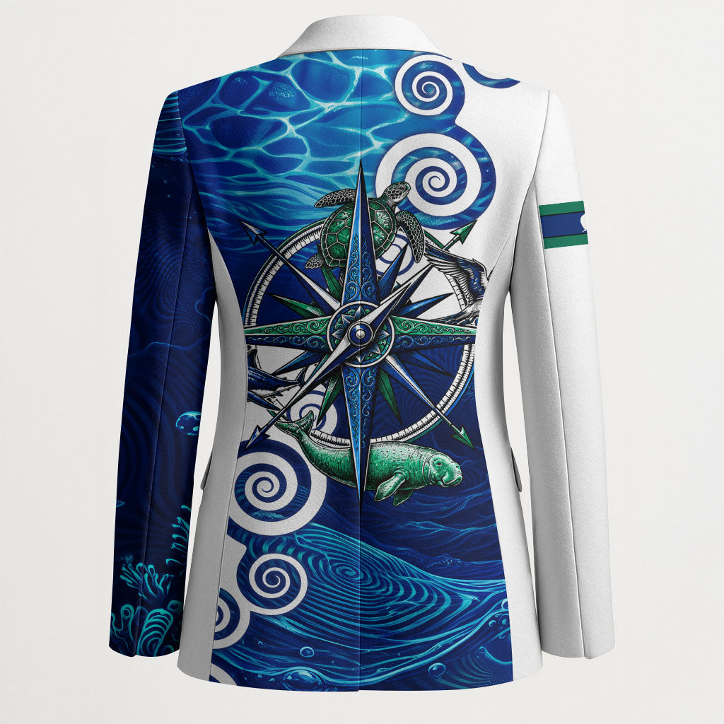 Torres Strait Islanders Nautical Compass Sea Life Blazer Indigenous Traditional Flag Pattern Tribal Marine Art