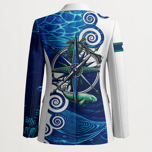 Torres Strait Islanders Nautical Compass Sea Life Blazer Indigenous Traditional Flag Pattern Tribal Marine Art