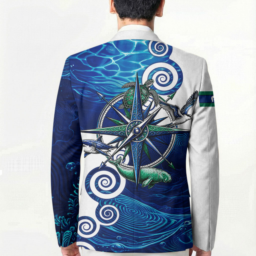Torres Strait Islanders Nautical Compass Sea Life Blazer Indigenous Traditional Flag Pattern Tribal Marine Art