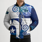Torres Strait Islanders Nautical Compass Sea Life Bomber Puffer Jacket Indigenous Traditional Flag Pattern Tribal Marine Art