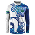 Torres Strait Islanders Nautical Compass Sea Life Button Sweatshirt Indigenous Traditional Flag Pattern Tribal Marine Art