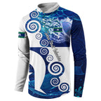 Torres Strait Islanders Nautical Compass Sea Life Button Sweatshirt Indigenous Traditional Flag Pattern Tribal Marine Art