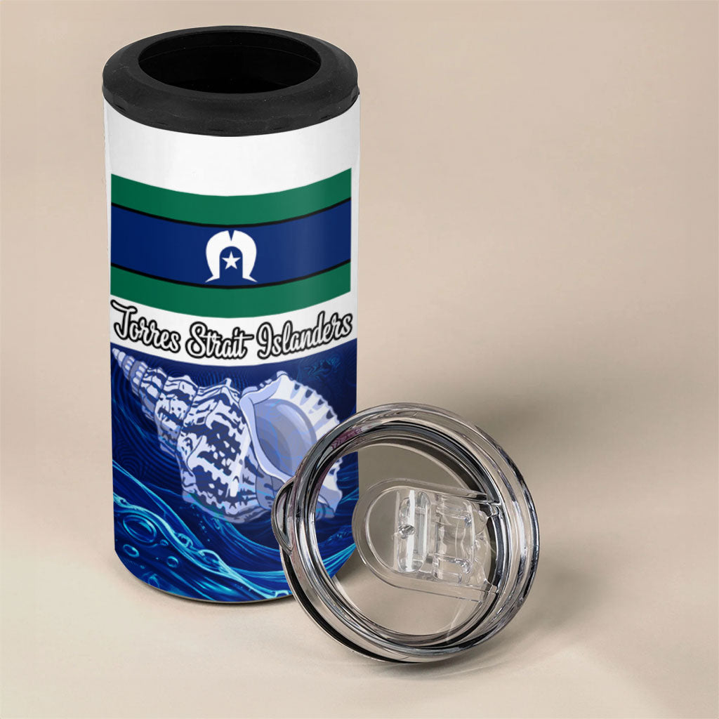 Torres Strait Islanders Nautical Compass Sea Life 4 in 1 Can Cooler Tumbler Indigenous Traditional Flag Pattern Tribal Marine Art