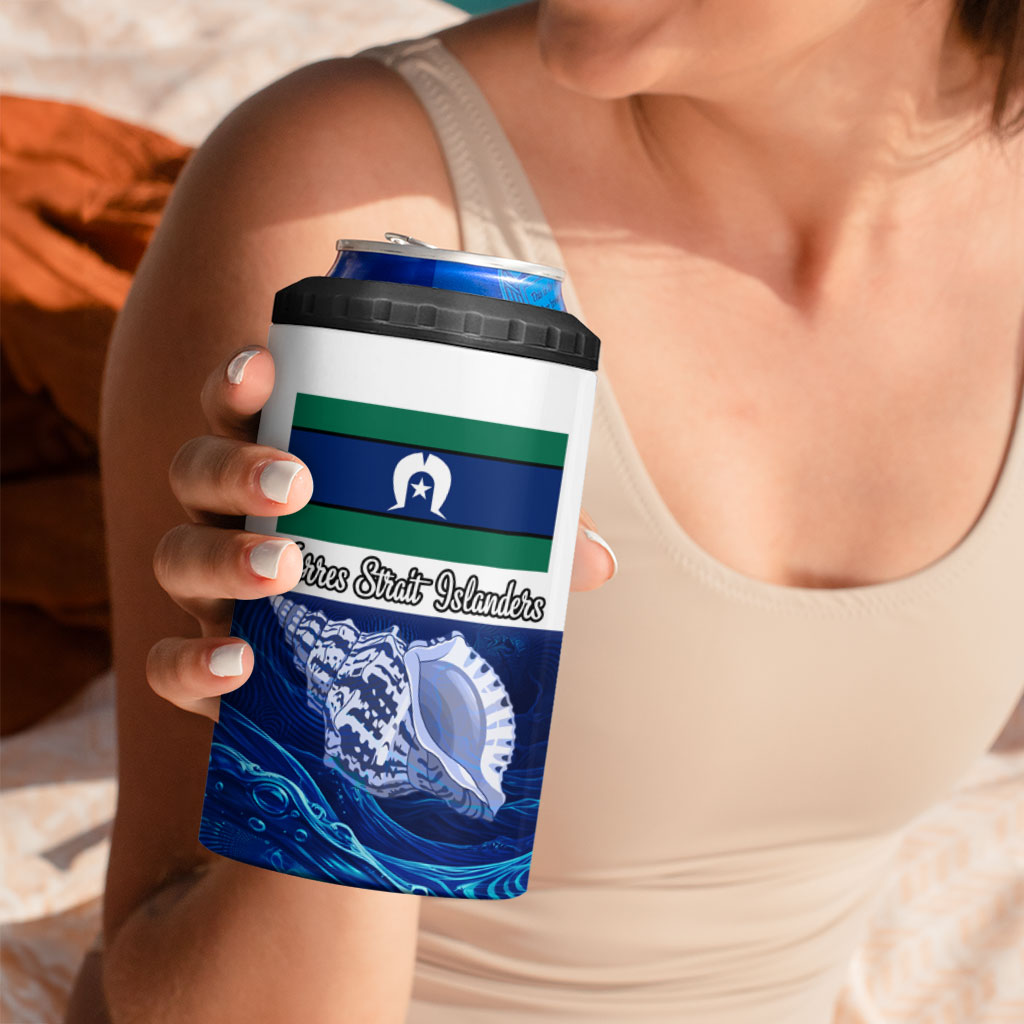 Torres Strait Islanders Nautical Compass Sea Life 4 in 1 Can Cooler Tumbler Indigenous Traditional Flag Pattern Tribal Marine Art