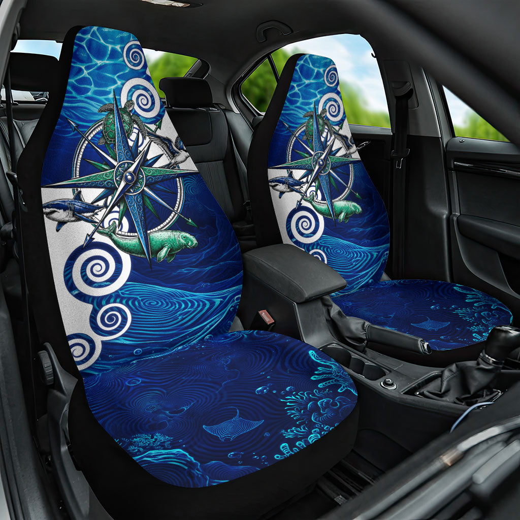 Torres Strait Islanders Nautical Compass Sea Life Car Seat Cover Indigenous Traditional Flag Pattern Tribal Marine Art