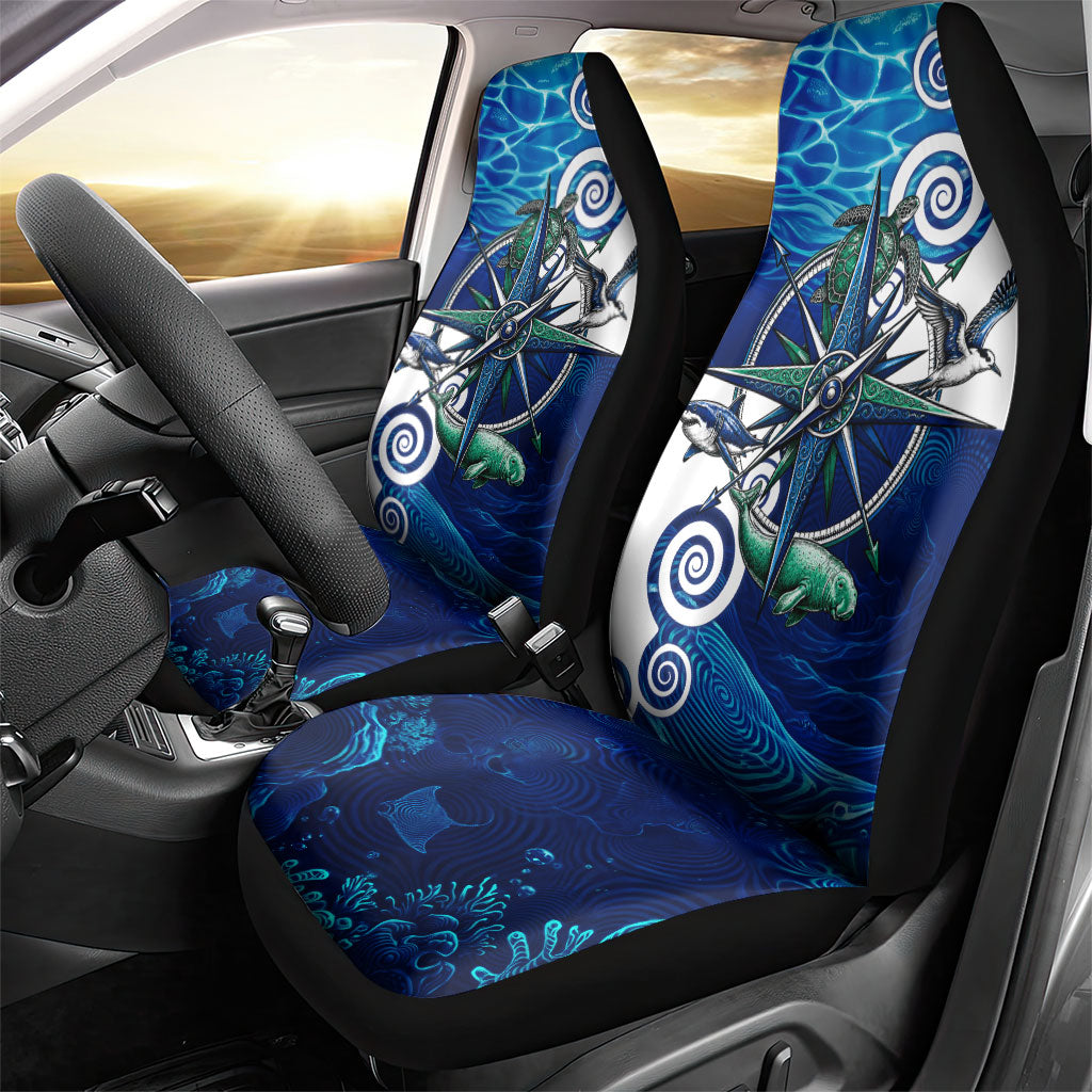 Torres Strait Islanders Nautical Compass Sea Life Car Seat Cover Indigenous Traditional Flag Pattern Tribal Marine Art