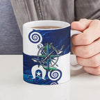Torres Strait Islanders Nautical Compass Sea Life Ceramic Mug Indigenous Traditional Flag Pattern Tribal Marine Art