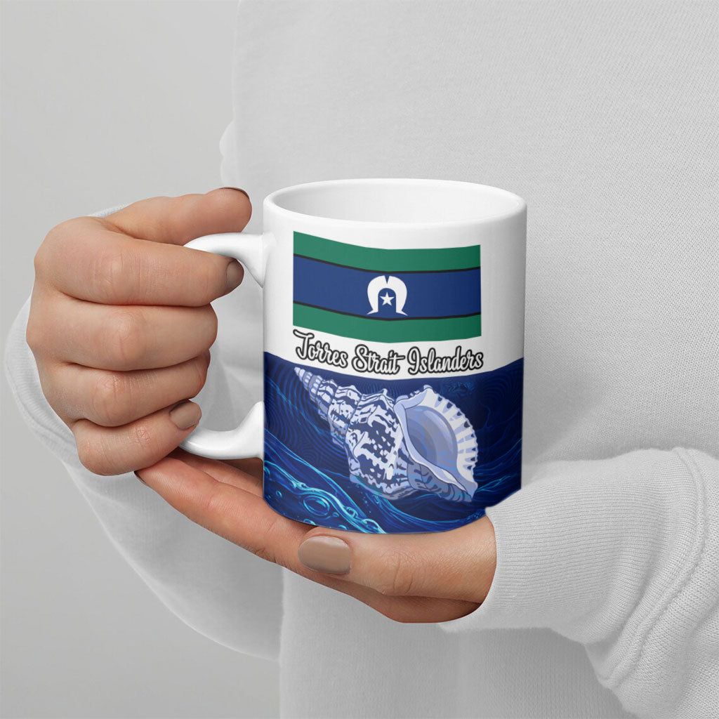 Torres Strait Islanders Nautical Compass Sea Life Ceramic Mug Indigenous Traditional Flag Pattern Tribal Marine Art