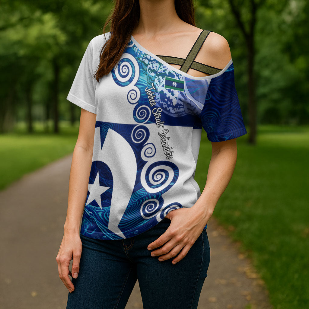 Torres Strait Islanders Nautical Compass Sea Life Cross Shoulder Shirt Indigenous Traditional Flag Pattern Tribal Marine Art