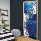 Torres Strait Islanders Nautical Compass Sea Life Door Cover Indigenous Traditional Flag Pattern Tribal Marine Art