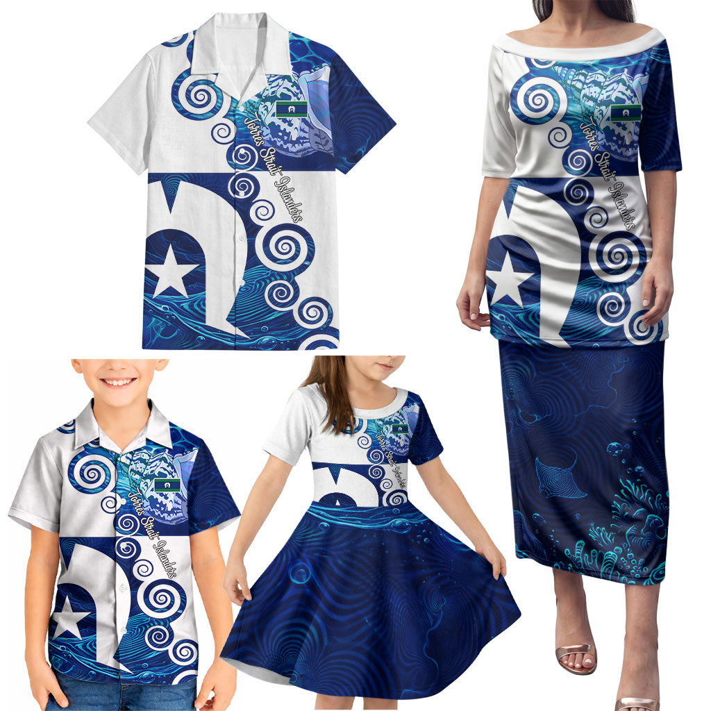 Torres Strait Islanders Nautical Compass Sea Life Family Matching Puletasi and Hawaiian Shirt Indigenous Traditional Flag Pattern Tribal Marine Art