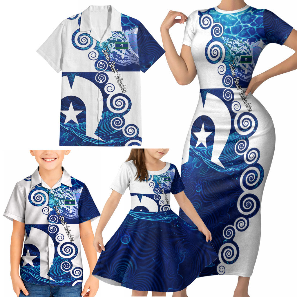 Torres Strait Islanders Nautical Compass Sea Life Family Matching Short Sleeve Bodycon Dress and Hawaiian Shirt Indigenous Traditional Flag Pattern Tribal Marine Art