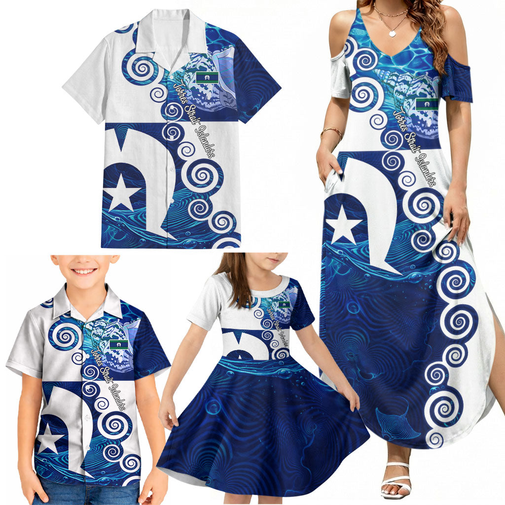Torres Strait Islanders Nautical Compass Sea Life Family Matching Summer Maxi Dress and Hawaiian Shirt Indigenous Traditional Flag Pattern Tribal Marine Art
