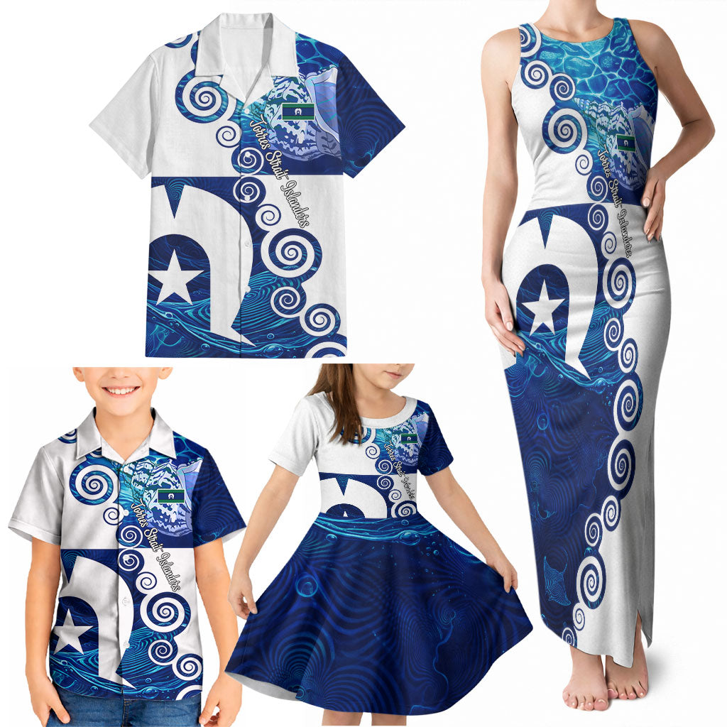 Torres Strait Islanders Nautical Compass Sea Life Family Matching Tank Maxi Dress and Hawaiian Shirt Indigenous Traditional Flag Pattern Tribal Marine Art