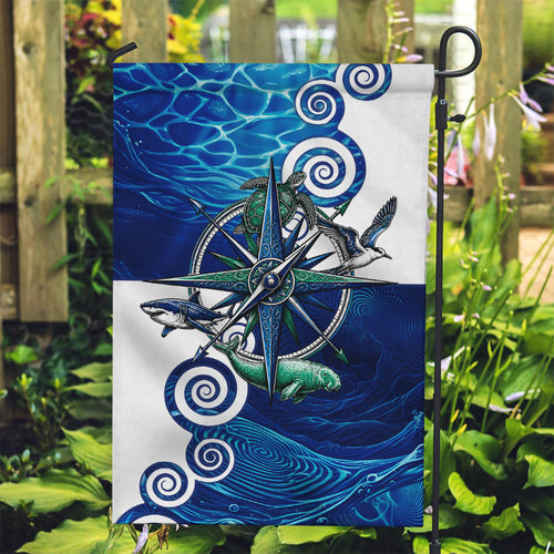 Torres Strait Islanders Nautical Compass Sea Life Garden Flag Indigenous Traditional Flag Pattern Tribal Marine Art