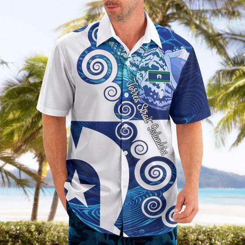 Torres Strait Islanders Nautical Compass Sea Life Hawaiian Shirt Indigenous Traditional Flag Pattern Tribal Marine Art