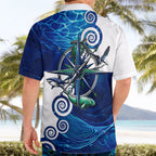 Torres Strait Islanders Nautical Compass Sea Life Hawaiian Shirt Indigenous Traditional Flag Pattern Tribal Marine Art