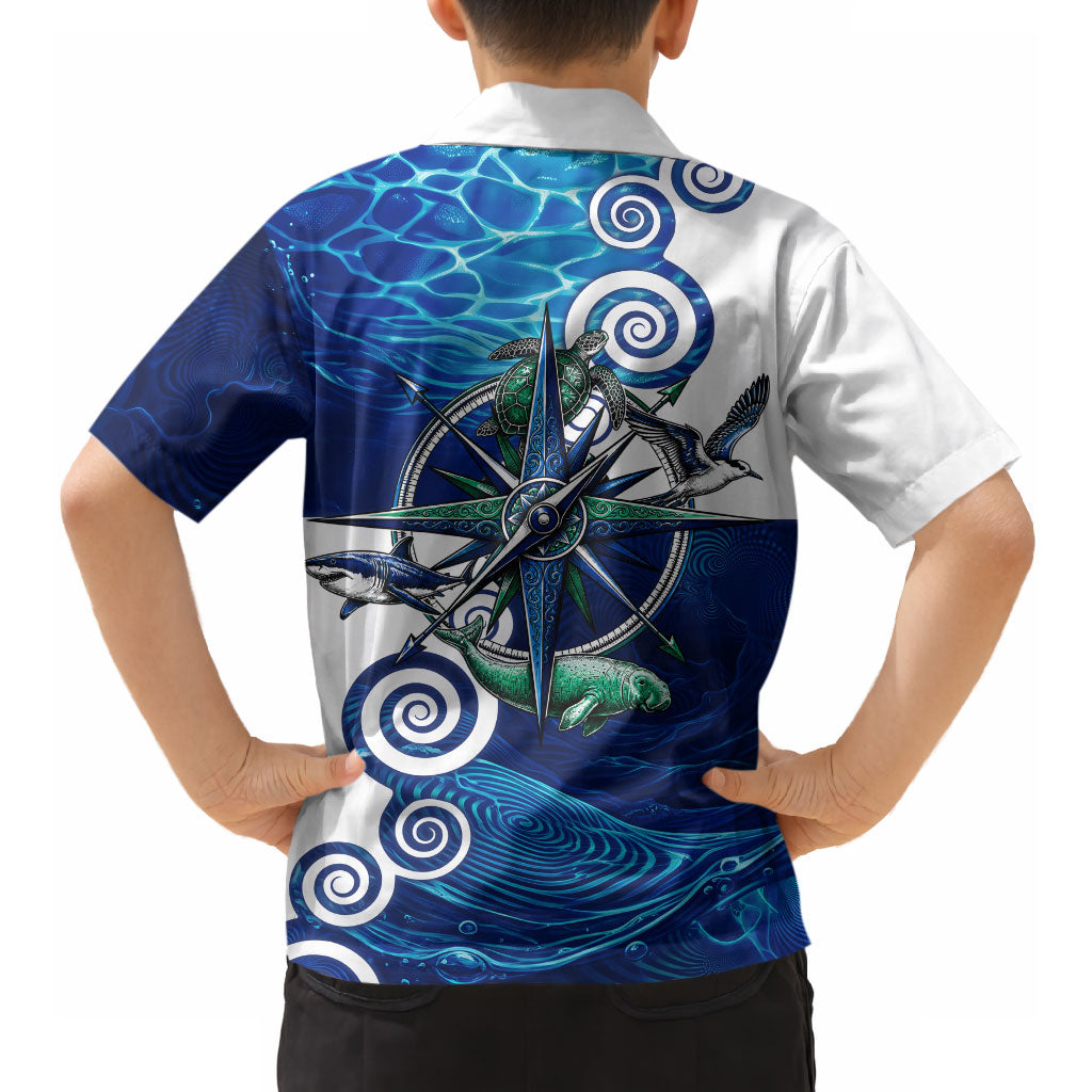 Torres Strait Islanders Nautical Compass Sea Life Hawaiian Shirt Indigenous Traditional Flag Pattern Tribal Marine Art