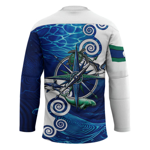Torres Strait Islanders Nautical Compass Sea Life Hockey Jersey Indigenous Traditional Flag Pattern Tribal Marine Art