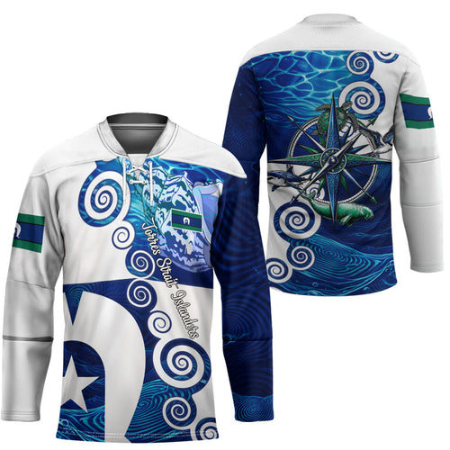 Torres Strait Islanders Nautical Compass Sea Life Hockey Jersey Indigenous Traditional Flag Pattern Tribal Marine Art