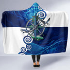 Torres Strait Islanders Nautical Compass Sea Life Hooded Blanket Indigenous Traditional Flag Pattern Tribal Marine Art