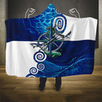 Torres Strait Islanders Nautical Compass Sea Life Hooded Blanket Indigenous Traditional Flag Pattern Tribal Marine Art