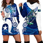 Torres Strait Islanders Nautical Compass Sea Life Hoodie Dress Indigenous Traditional Flag Pattern Tribal Marine Art