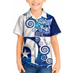 Torres Strait Islanders Nautical Compass Sea Life Kid Hawaiian Shirt Indigenous Traditional Flag Pattern Tribal Marine Art