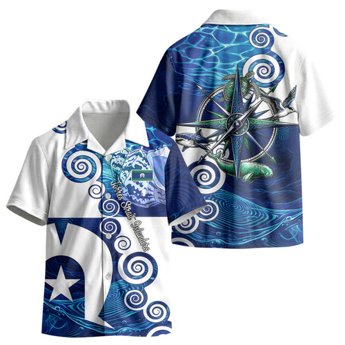Torres Strait Islanders Nautical Compass Sea Life Kid Hawaiian Shirt Indigenous Traditional Flag Pattern Tribal Marine Art