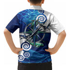 Torres Strait Islanders Nautical Compass Sea Life Kid Hawaiian Shirt Indigenous Traditional Flag Pattern Tribal Marine Art