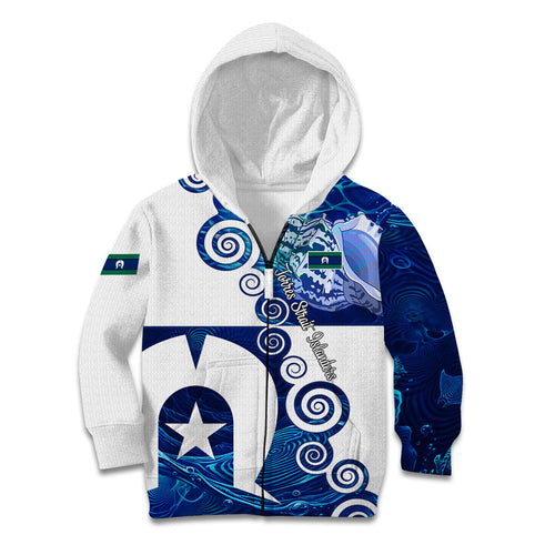 Torres Strait Islanders Nautical Compass Sea Life Kid Hoodie Indigenous Traditional Flag Pattern Tribal Marine Art